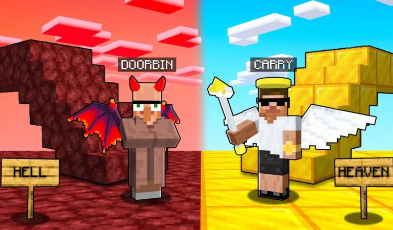 Devil vs Angel Bridge Survival Challenge in Minecraft..