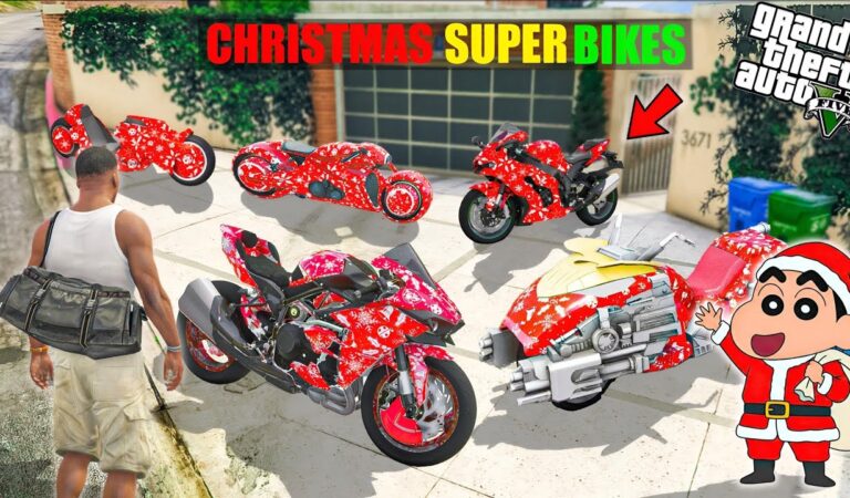 GTA 5 : Franklin & Shinchan Collecting RARE CHRISTMAS SUPERBIKES In GTA 5!