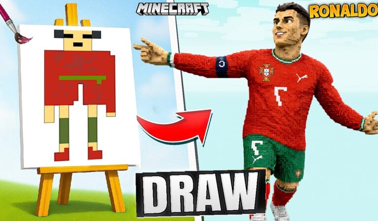 DRAWING RONALDO BUILD BATTLE in MINECRAFT with @ProBoiz95