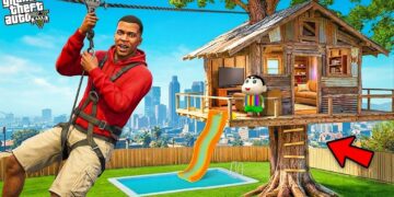 Franklin And Shinchan Building A Tree House For The First Time Ever in GTA 5 ! | GTA 5 Malayalam |
