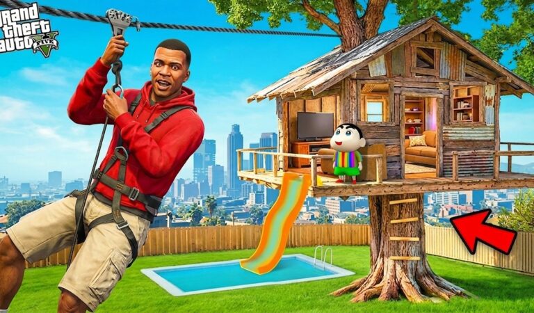 Franklin And Shinchan Building A Tree House For The First Time Ever in GTA 5 ! | GTA 5 Malayalam |