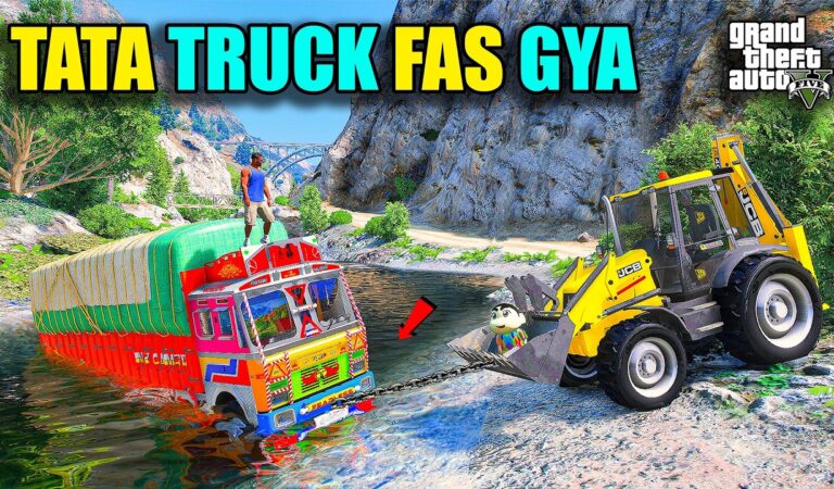 Franklin & Shinchan Ki Indian TATA Truck Pani Me Fas Gyi JCB Ne Bahar Nikala  GTA 5