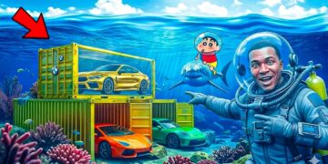 Franklin and Shinchan Found Secret Underwater Mystery Containers in GTA5! | GTA 5 Telugu Gameplay