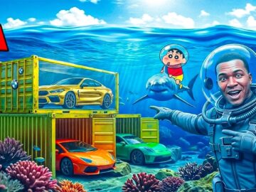 Franklin and Shinchan Found Secret Underwater Mystery Containers in GTA5! | GTA 5 Telugu Gameplay