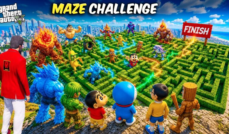 GTA 5: Rampage & Shinchan🤣 Maze Challenge 🤑😱 Full Fun #bommalu #gta5telugu #rampageboy #gta5