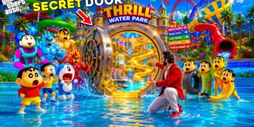 GTA 5: Rampage & Shinchan🤣 Secret Door In Water Park🎢Full Fun #bommalu #gta5telugu #rampageboy #gta5