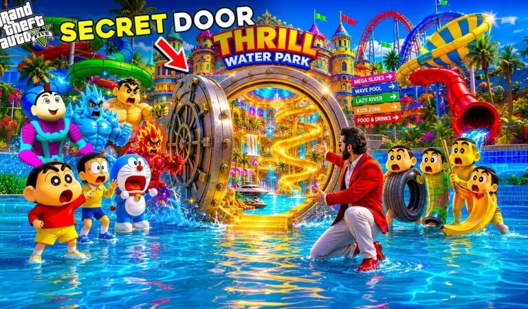 GTA 5: Rampage & Shinchan🤣 Secret Door In Water Park🎢Full Fun #bommalu #gta5telugu #rampageboy #gta5