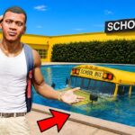 GTA V : Franklin Tried to Escape School by Driving Into a Lake ! in Telugu