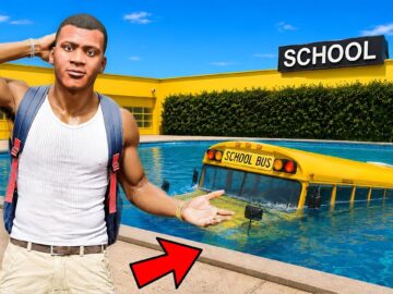 GTA V : Franklin Tried to Escape School by Driving Into a Lake ! in Telugu