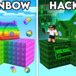 Hacker vs Rainbow Skyblock Battle in Minecraft..