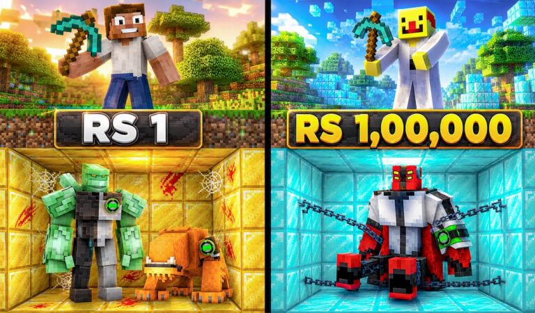 Minecraft, Rs1 vs Rs1,00,00,000 Rare Ben 10 Aliens Mining Challenge || Minecraft Mods
