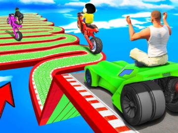 SHINCHAN AND FRANKLIN TRIED THE LONGEST CURVY ZIGZAG SPEED BOOSTER PARKOUR CHALLENGE GTA 5