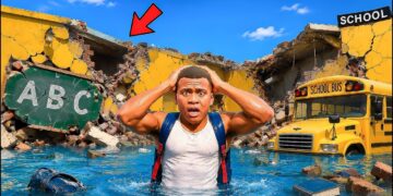 Shinchan Lost His School in a Giant Storm Franklin Builds a New School in Los Santos! | GTA 5