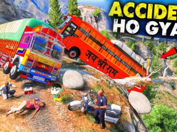 Franklin & Shinchan Jay Shree Ram Bus Ka Accident Hua Indian TATA Truck Ke Sath GTA 5